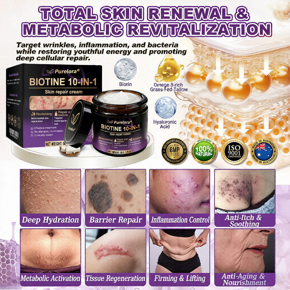 Made and shipped from Australia 🍁 Purelora® Biotin 10-in-1 Skin Repair Cream — Last day of the sale: 25% off.