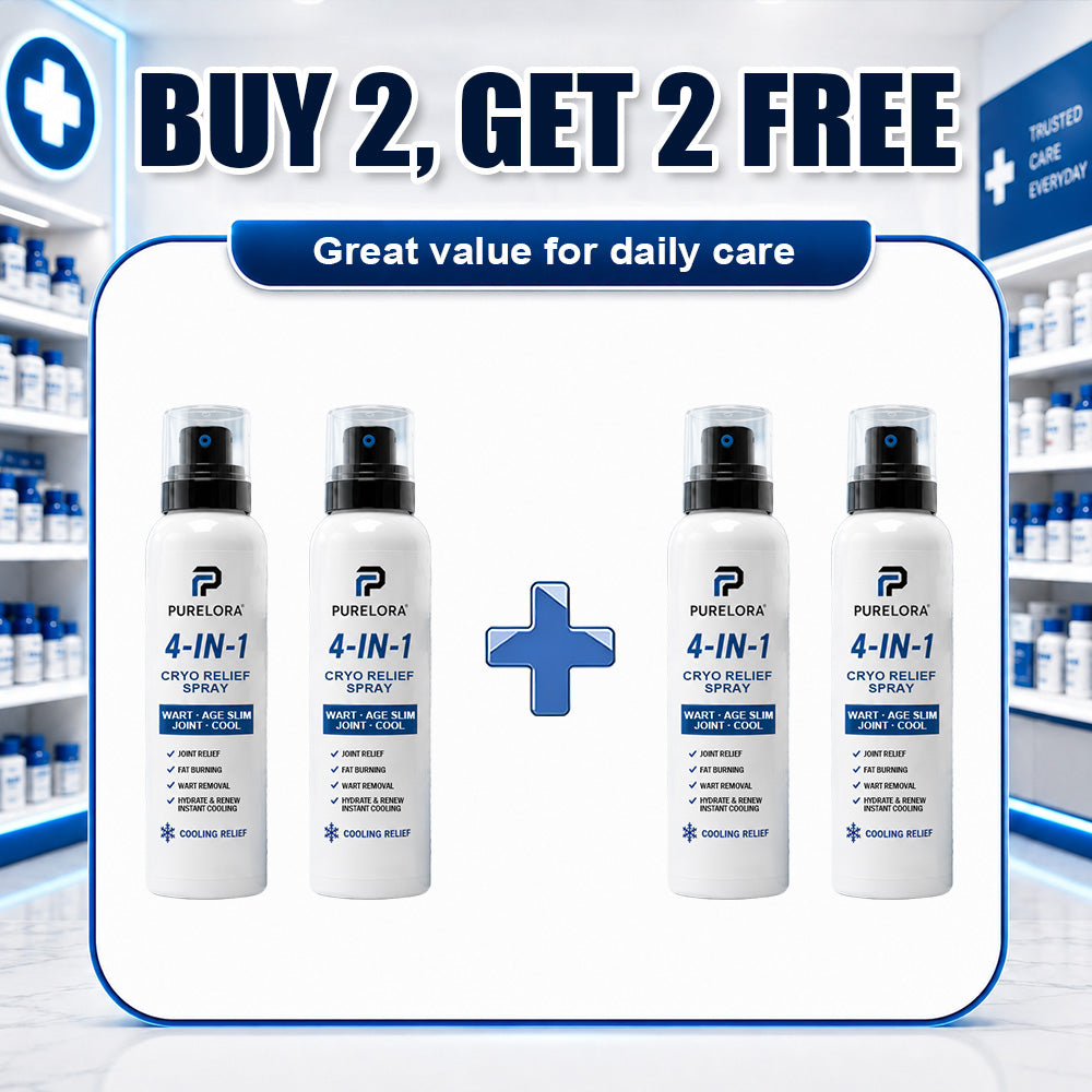 🛡️【Trusted Wellness Formula】PURELORA® 4-in-1 Body Spray — Joint Relief · Fat Burn · Wart Remover · Instant Cooling Mist | Menthol + Salicylic Acid + Caffeine + Tea Tree + Berberine