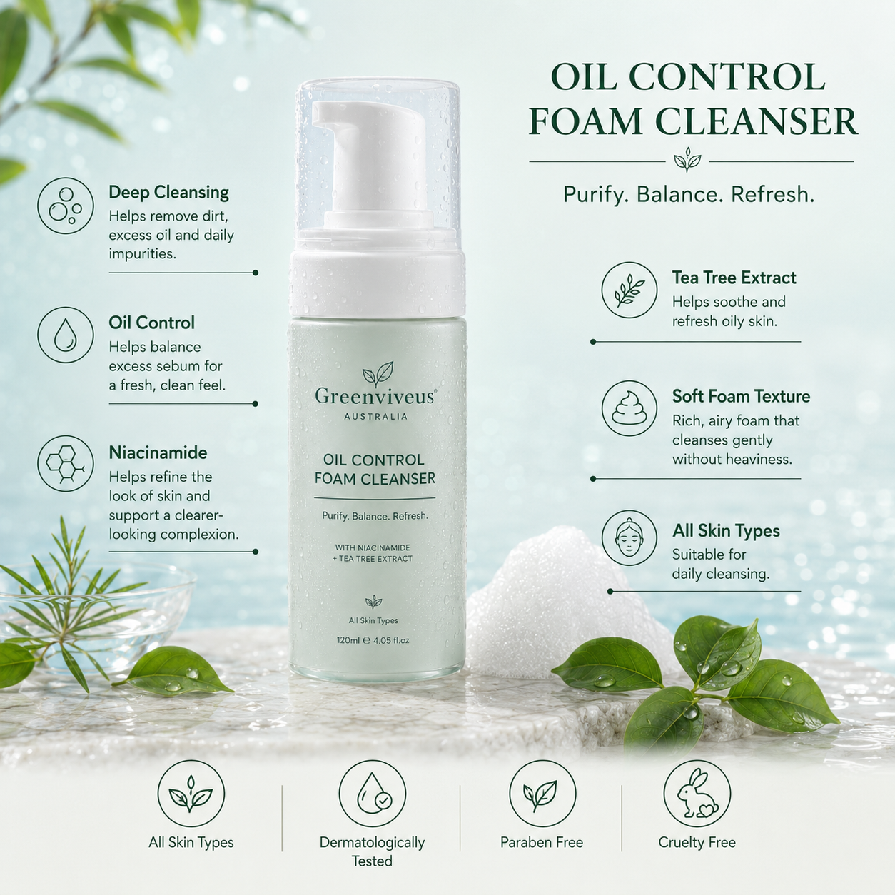 Greenviveus® Oil Control Foam Cleanser
